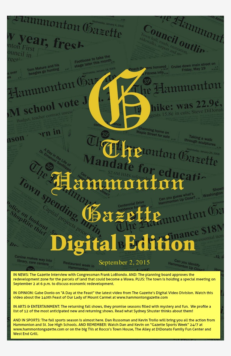 The Hammonton Gazette 09/02/15 Edition