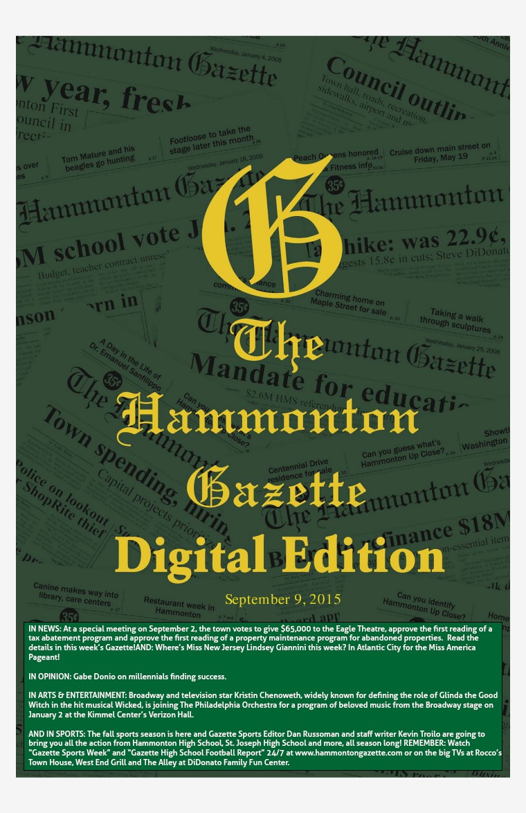 The Hammonton Gazette 09/09/15 Edition