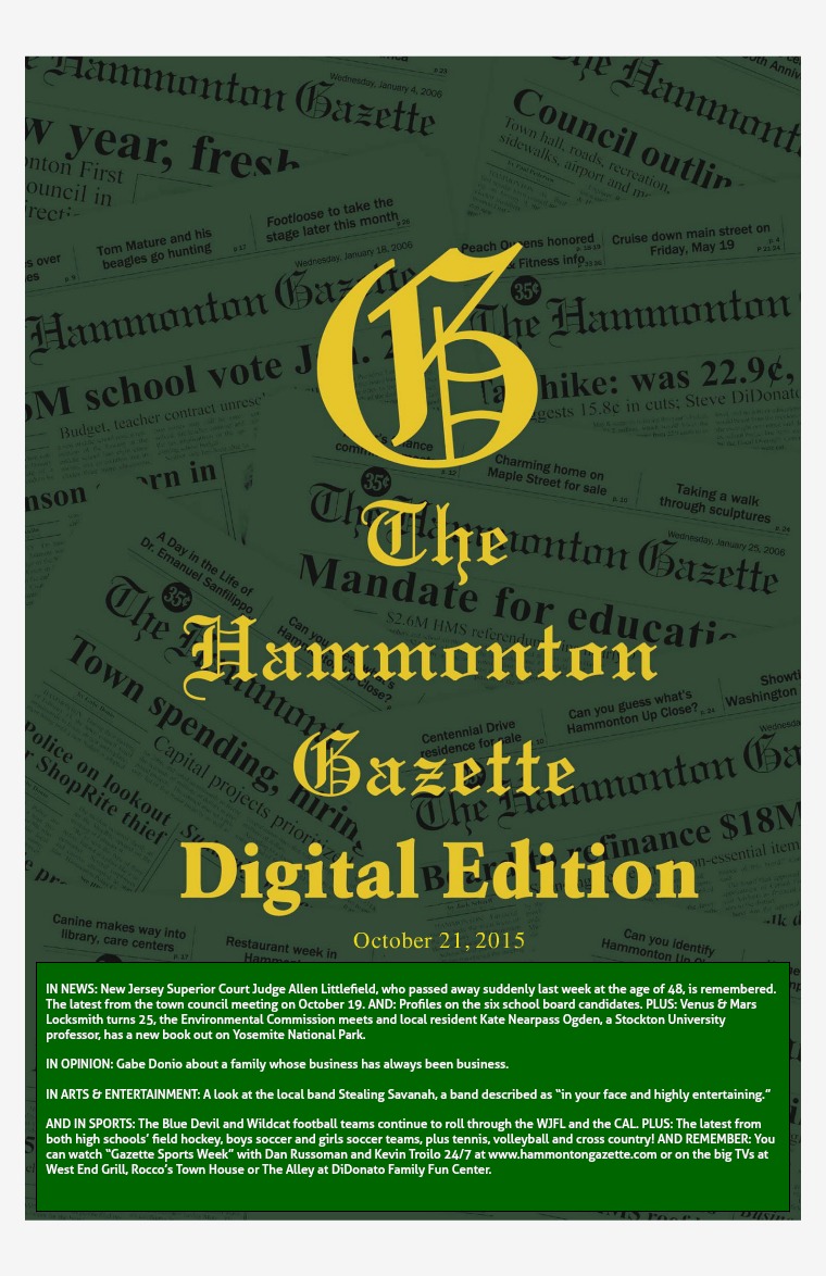 The Hammonton Gazette 10/21/15 Edition