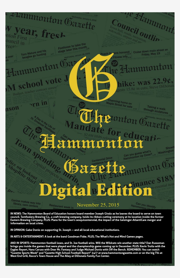 The Hammonton Gazette 11/25/15 Edition