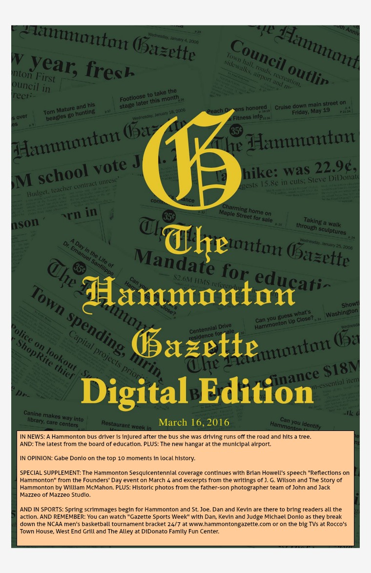 The Hammonton Gazette 03/16/16 Edition