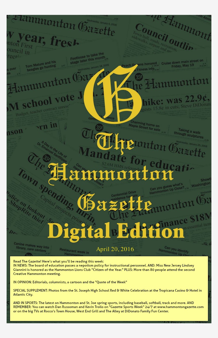 The Hammonton Gazette 04/20/16 Edition