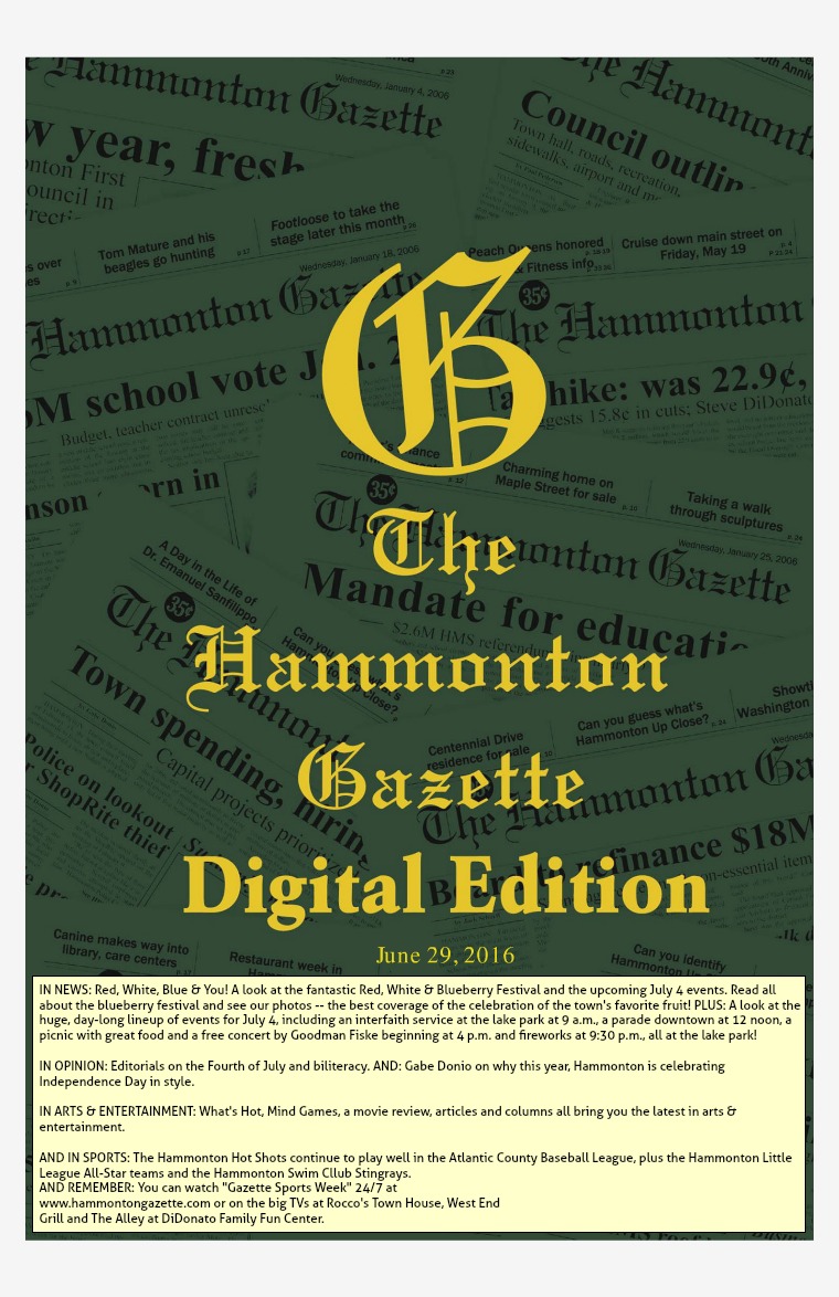 The Hammonton Gazette 06/29/16 Edition