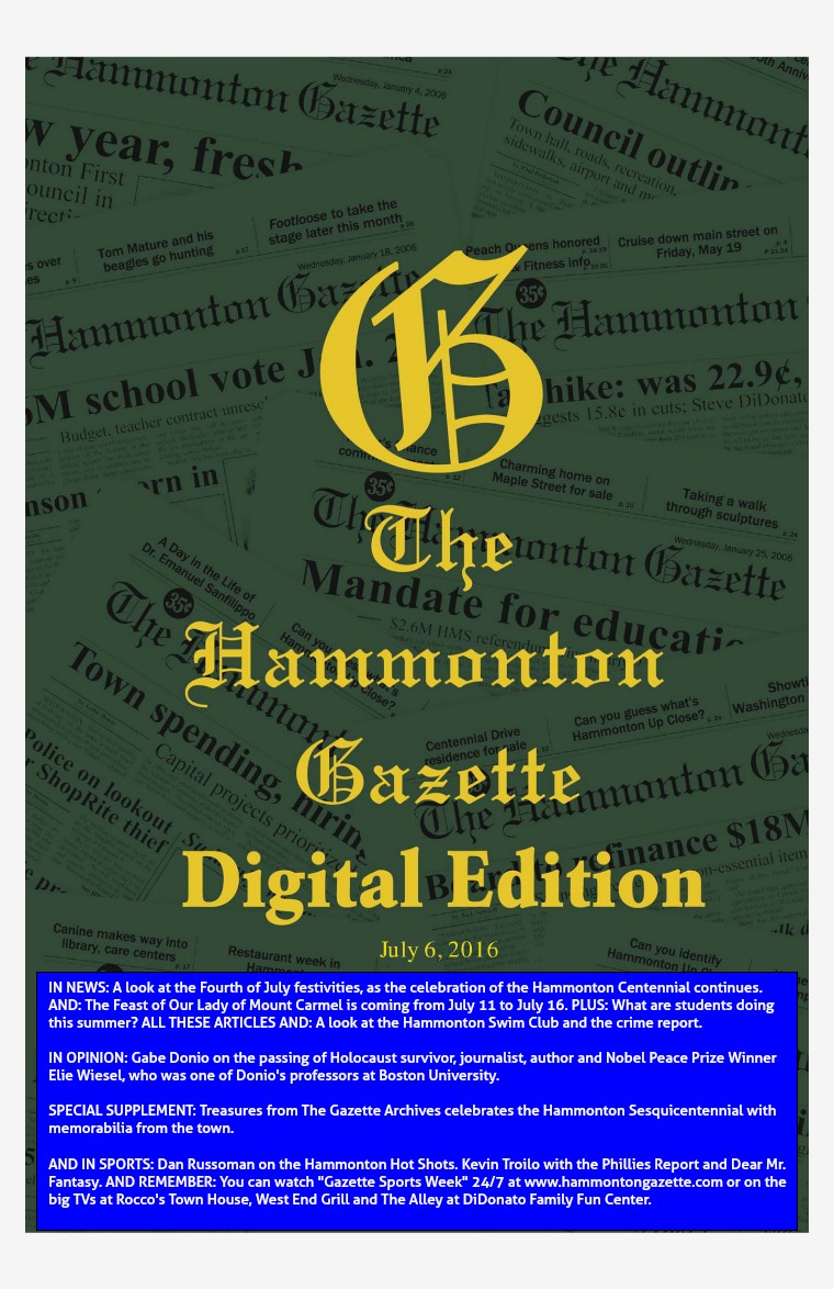 The Hammonton Gazette 07/06/16 Edition