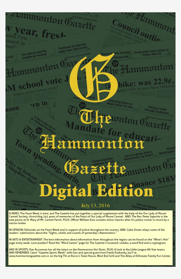 The Hammonton Gazette 07/13/16 Edition