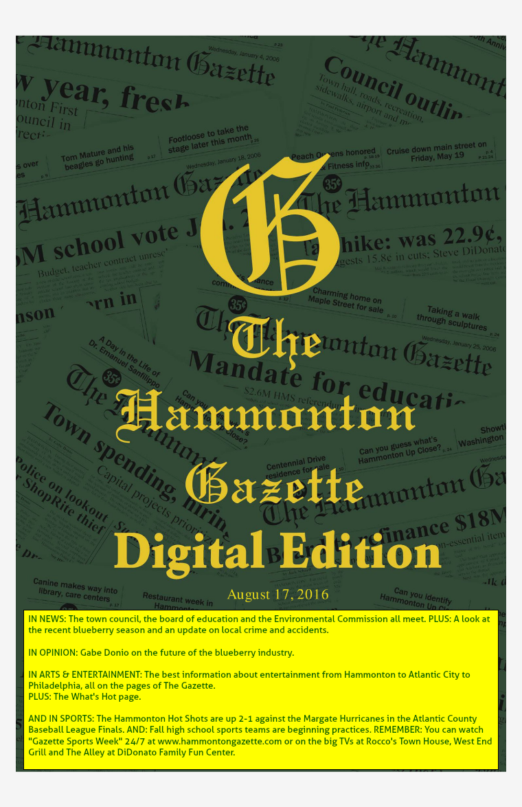 The Hammonton Gazette 08/17/16 Edition