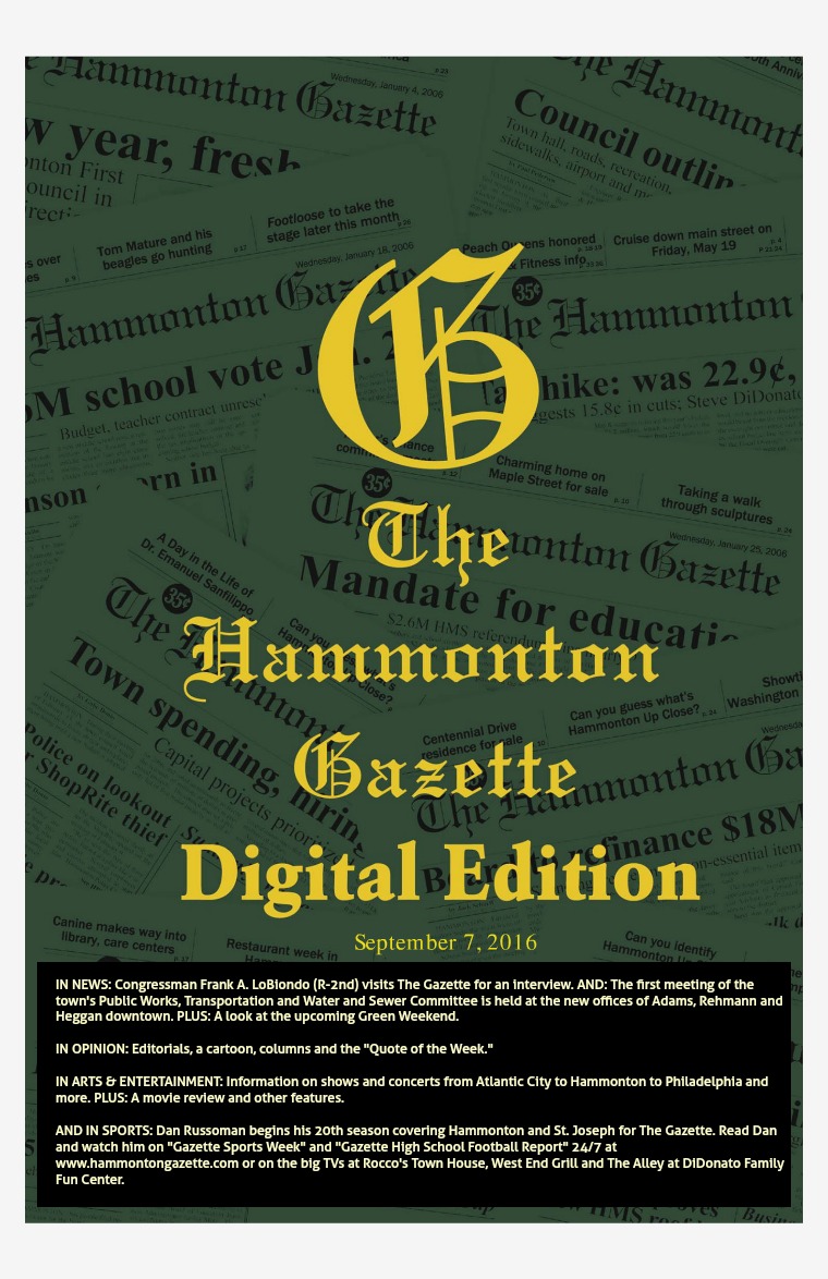 The Hammonton Gazette 09/07/16 Edition