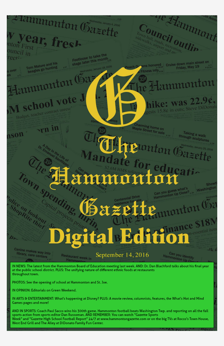 The Hammonton Gazette 09/14/16 Edition