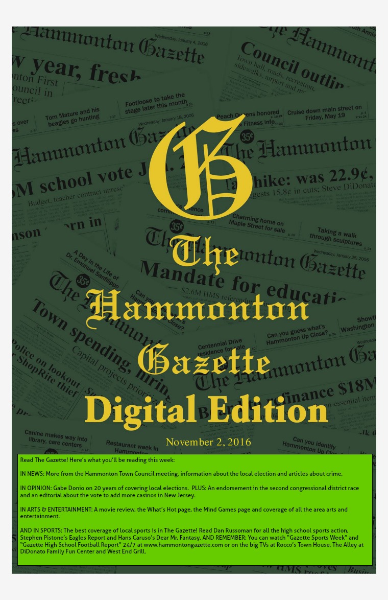 The Hammonton Gazette 11/02/16 Edition