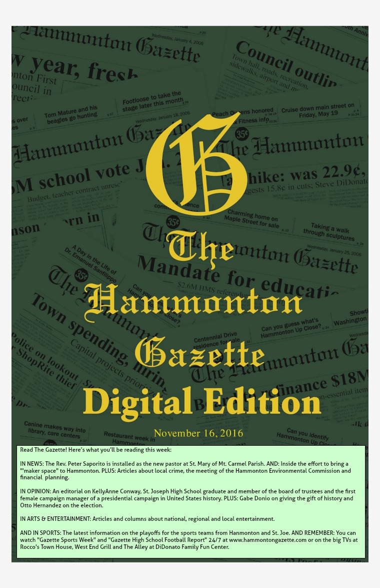 The Hammonton Gazette 11/16/16 Edition
