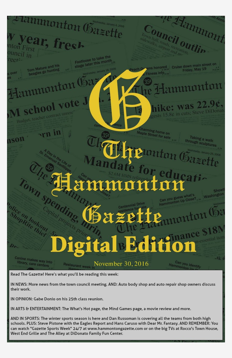 The Hammonton Gazette 11/30/16 Edition