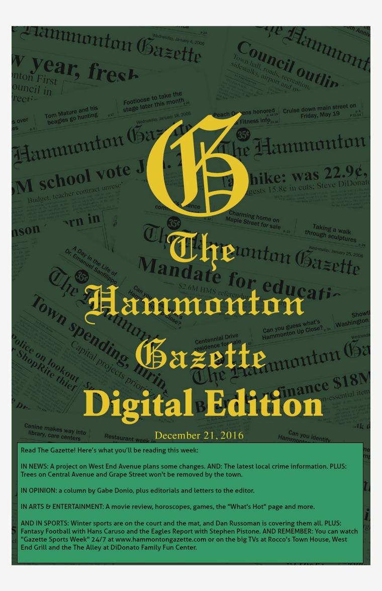 The Hammonton Gazette 12/21/16 Edition