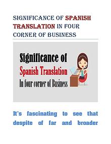 Significance of Spanish Translation In four corner of Business