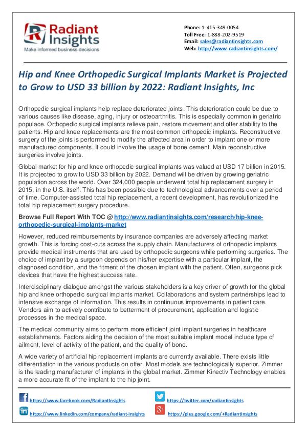 Hip and Knee Orthopedic Surgical Implants Market 2022 Hip and Knee Orthopedic Surgical Implants Market