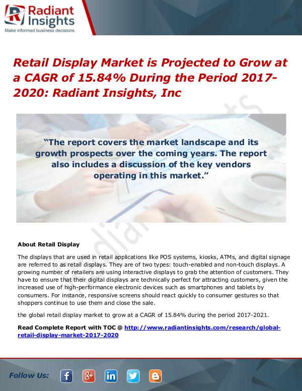 Retail Display Market is Projected to Grow at a CAGR of 15.84% During Retail Display Market 2017-2020