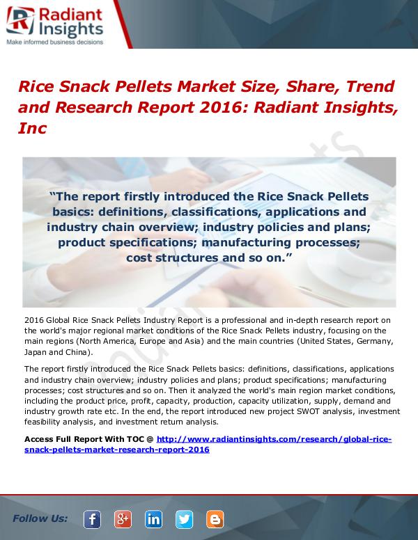 Rice Snack Pellets Market Size, Share, Trend and Research Report 2016 Rice Snack Pellets Market 2016