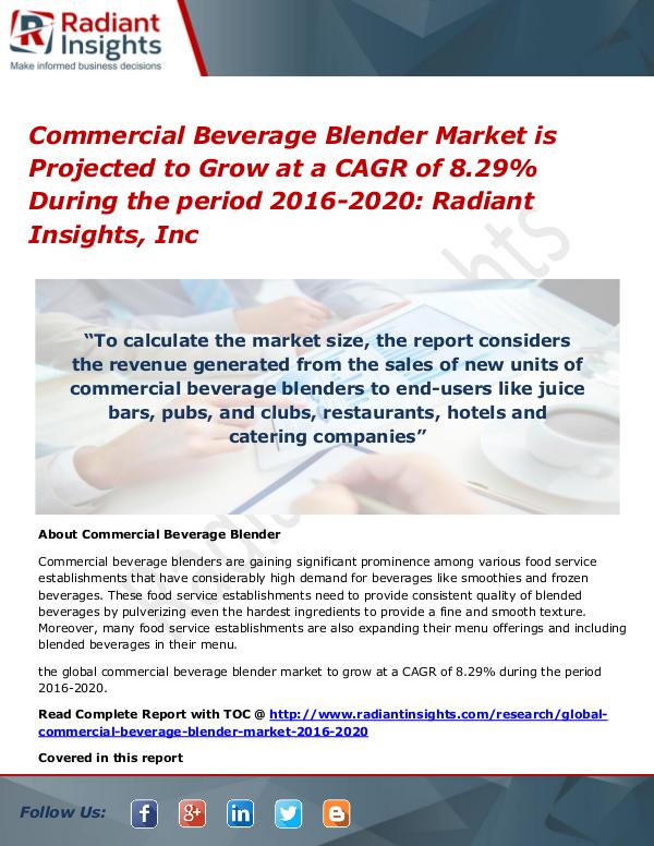 Commercial Beverage Blender Market Commercial Beverage Blender Market 2016-2020