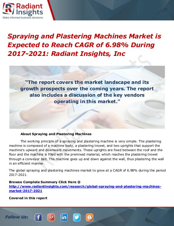 Spraying and Plastering Machines Market Spraying and Plastering Machines Market 2017-2021