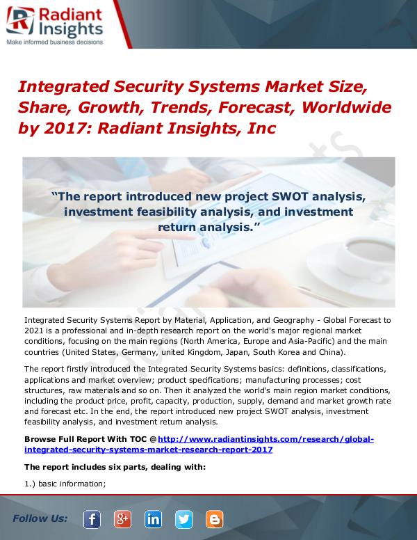 Integrated Security Systems Market Size, Share, Growth, Trends 2017 Integrated Security Systems Market 2017