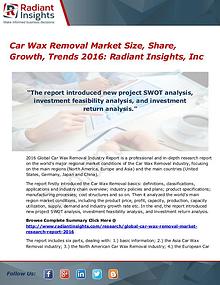 Car Wax Removal Market Size, Share, Growth, Trends 2016
