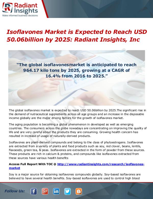 Isoflavones Market is Expected to Reach USD 50.06billion by 2025 Isoflavones Market 2025