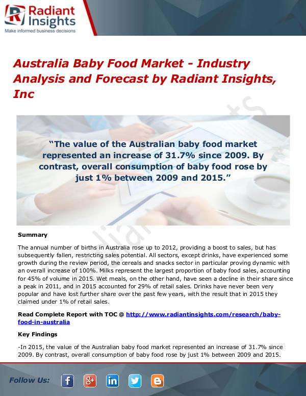 Australia Baby Food Market - Industry Analysis and Forecast Australia Baby Food Market