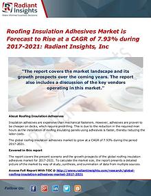 Roofing Insulation Adhesives Market is Forecast to Rise at a CAGR