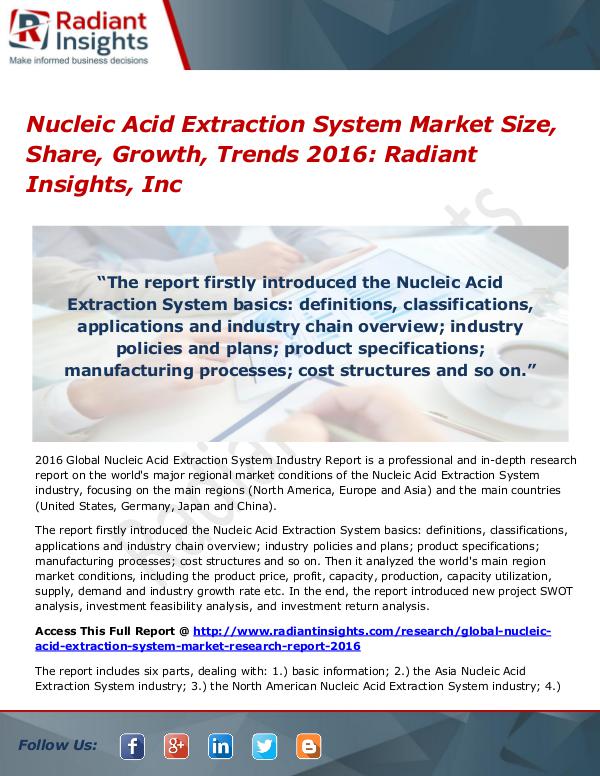 Nucleic Acid Extraction System Market Size, Share, Growth 2016 Nucleic Acid Extraction System Market 2016