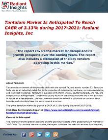Tantalum Market is Anticipated to Reach CAGR of 3.13% During 2021