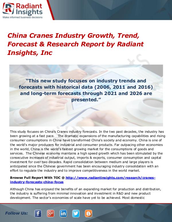 China Cranes Industry Growth, Trend, Forecast & Research Report China Cranes Industry