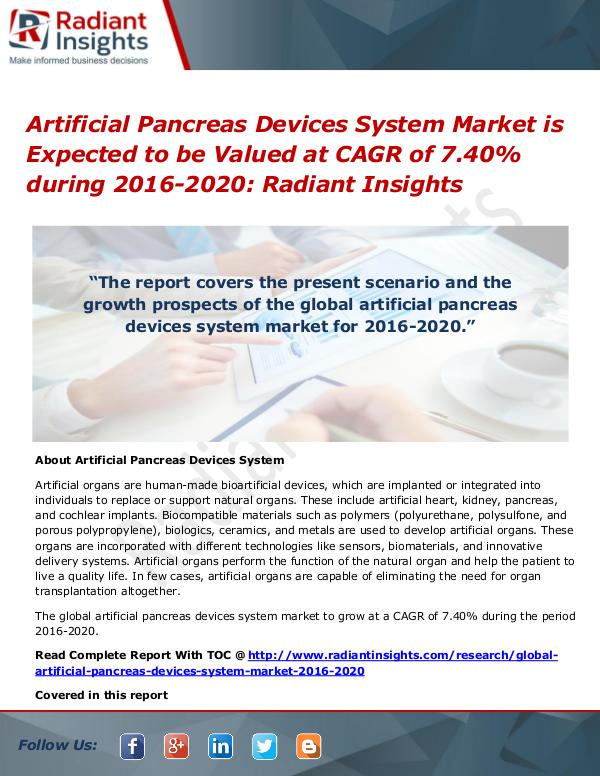 Artificial Pancreas Devices System Market Artificial Pancreas Devices System Market2016-2020