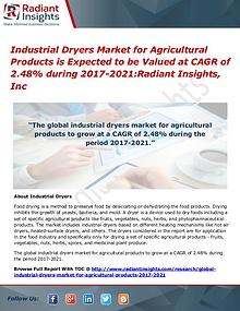 Industrial Dryers Market for Agricultural Products is Expected to Be