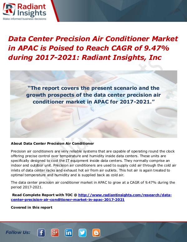 Data Center Precision Air Conditioner Market in APAC Data Center Precision Air Conditioner Market 2021