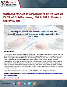 Mattress Market is Expected to Be Valued at CAGR of 6.94% During 2017