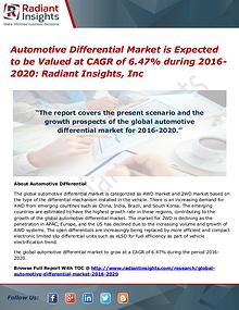 Automotive Differential Market is Expected to Be Valued at CAGR of 6.