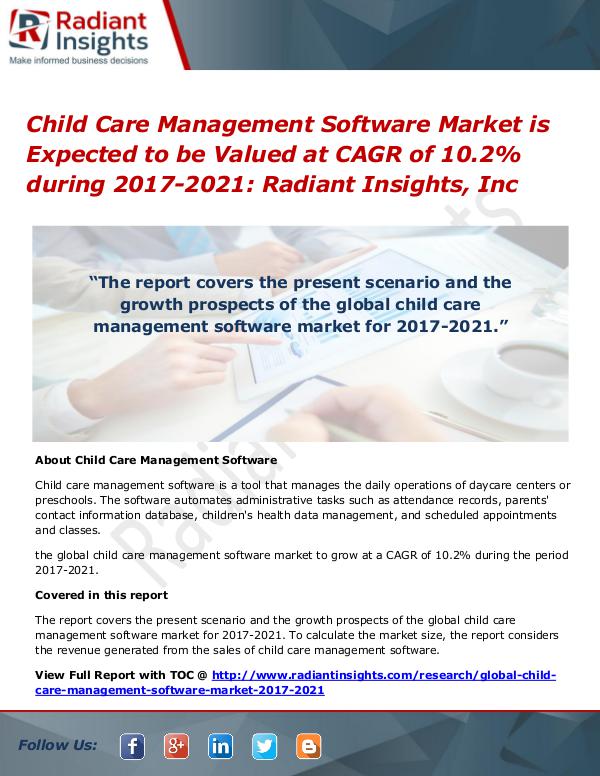 Child Care Management Software Market Child Care Management Software Market 2017-2021