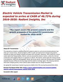 Electric Vehicle Transmission Market is Expected to Arrive at CAGR of