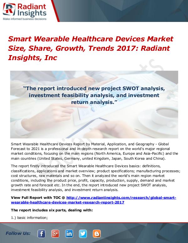 Smart Wearable Healthcare Devices Market Size, Share, Growth 2017 Smart Wearable Healthcare Devices Market 2017