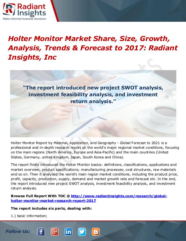 Holter Monitor Market Share, Size, Growth, Analysis, Trends 2017 Holter Monitor Market 2017