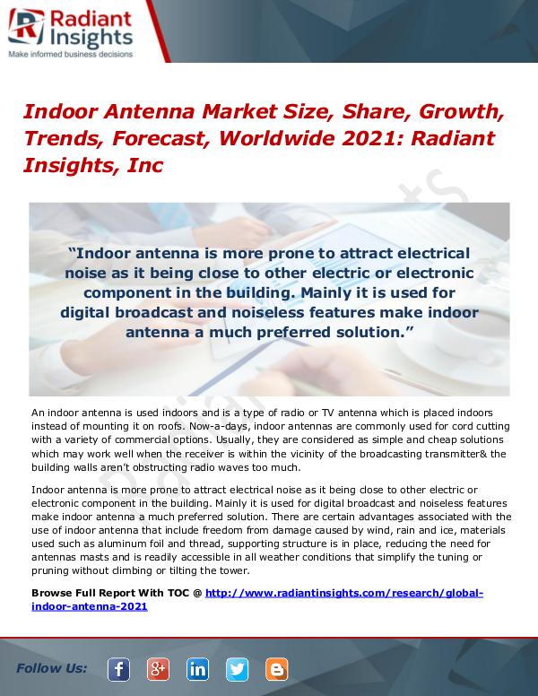 Indoor Antenna Market Size, Share, Growth, Trends, Forecast 2017 Indoor Antenna Market Size, Share, Growth 2017