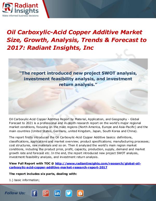 Oil Carboxylic-Acid Copper Additive Market Size, Growth 2017 Oil Carboxylic-Acid Copper Additive Market 2017