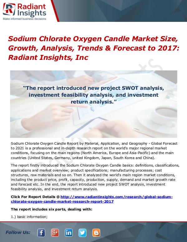 Sodium Chlorate Oxygen Candle Market Size, Growth, Analysis 2017 Sodium Chlorate Oxygen Candle Market 2017