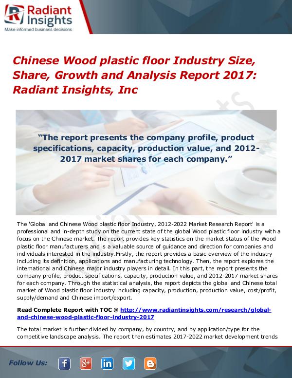 Chinese Wood Planer Industry Share, Size, Growth, AnalysisReport 2017 Chinese Wood plastic floor Industry 2017