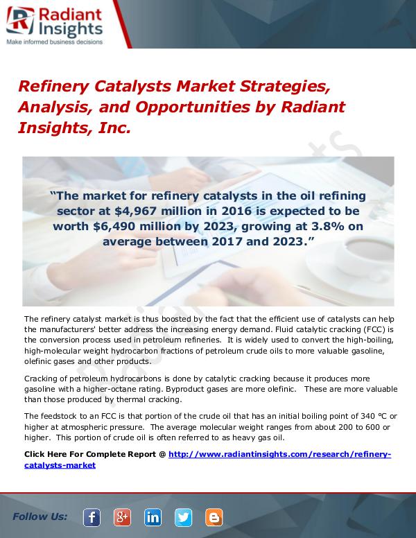 Refinery Catalysts Market Strategies, Analysis, And Opportunities Refinery Catalysts Market Strategies 2017