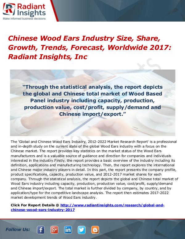 Chinese Wood Ears Industry Size, Share, Growth, Trends 2017 Chinese Wood Ears Industry Size, Share, 2017
