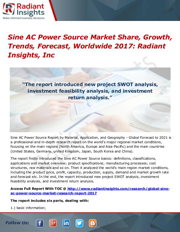 Sine AC Power Source Market Share, Growth, Trends, Forecast 2017 Sine AC Power Source Market Share, Growth 2017