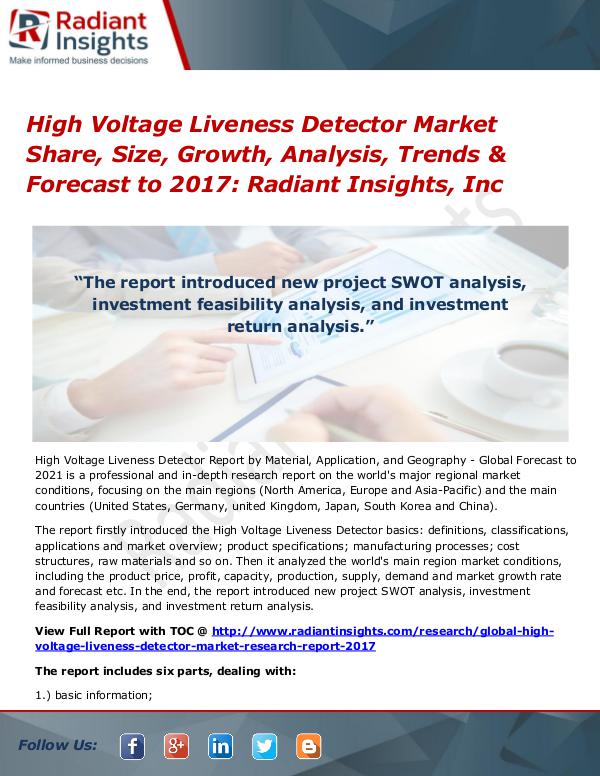 High Voltage Liveness Detector Market Share, Size, Growth, 2017 High Voltage Liveness Detector Market Share 2017