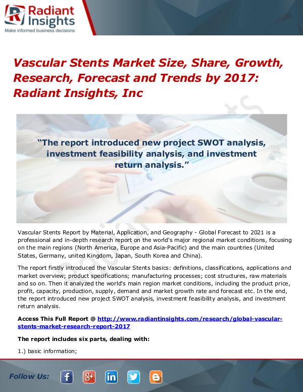 Vascular Stents Market Size, Share, Growth, Research, Forecast 2017 Vascular Stents Market Size, Share, Growth 2017