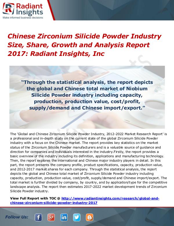 Chinese Zirconium Silicide Powder Industry Size, Share, Growth 2017 Chinese Zirconium Silicide Powder Industry 2017