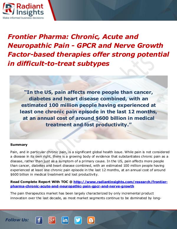 Frontier Pharma Chronic, Acute and Neuropathic Pain Frontier Pharma Chronic, Acute and Neuropathic Pai